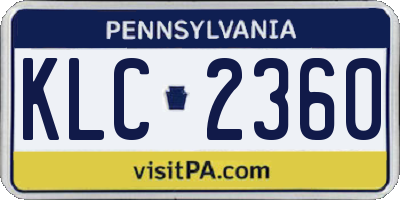 PA license plate KLC2360