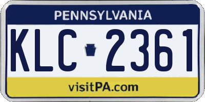 PA license plate KLC2361