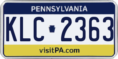 PA license plate KLC2363