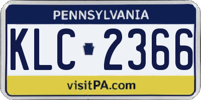 PA license plate KLC2366