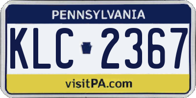 PA license plate KLC2367