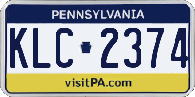 PA license plate KLC2374