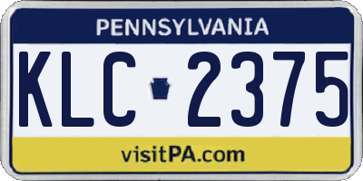PA license plate KLC2375