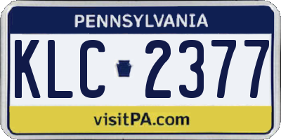 PA license plate KLC2377