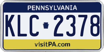 PA license plate KLC2378