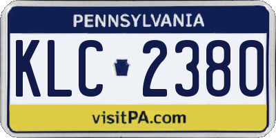 PA license plate KLC2380