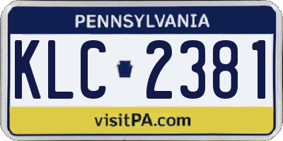 PA license plate KLC2381