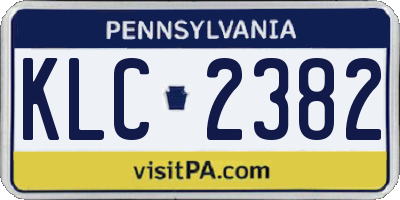 PA license plate KLC2382