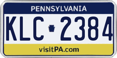 PA license plate KLC2384