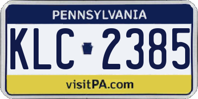 PA license plate KLC2385