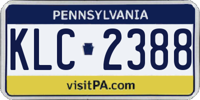 PA license plate KLC2388