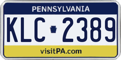 PA license plate KLC2389
