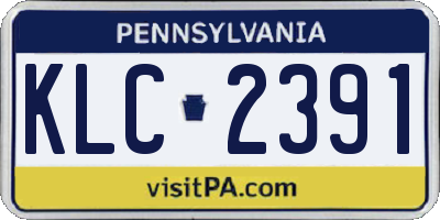 PA license plate KLC2391