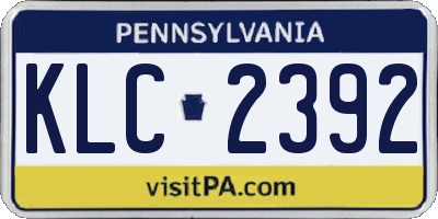 PA license plate KLC2392