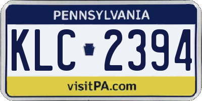 PA license plate KLC2394