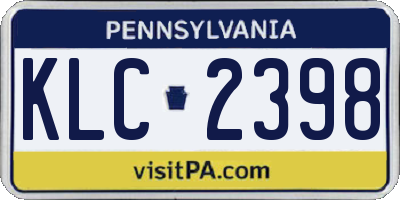 PA license plate KLC2398