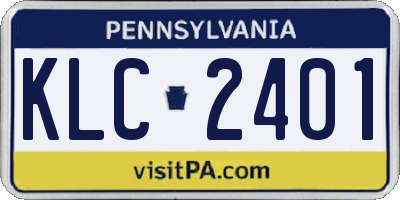 PA license plate KLC2401