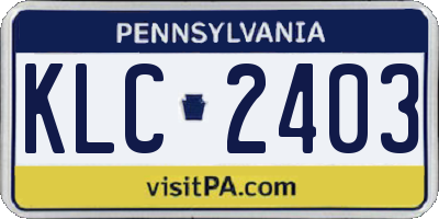 PA license plate KLC2403