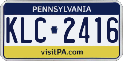 PA license plate KLC2416