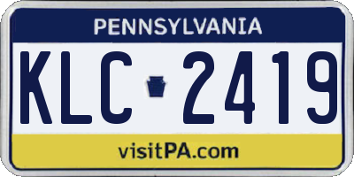 PA license plate KLC2419