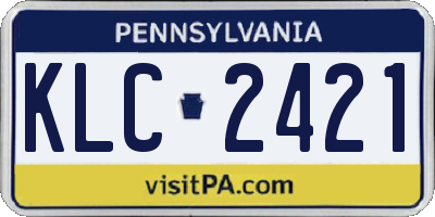 PA license plate KLC2421