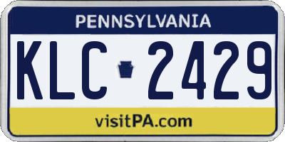 PA license plate KLC2429