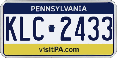 PA license plate KLC2433