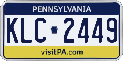 PA license plate KLC2449