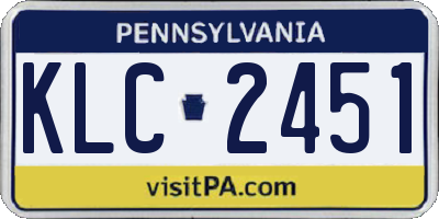 PA license plate KLC2451