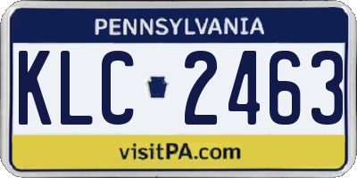 PA license plate KLC2463