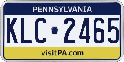 PA license plate KLC2465