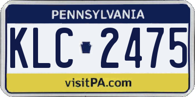 PA license plate KLC2475