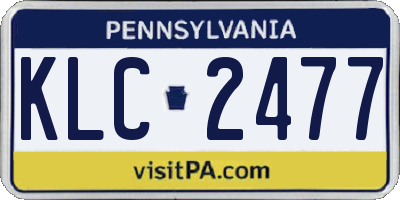 PA license plate KLC2477