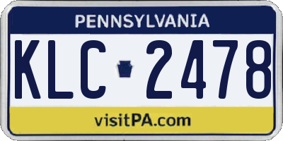 PA license plate KLC2478