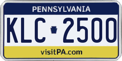 PA license plate KLC2500