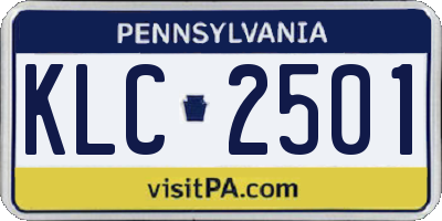 PA license plate KLC2501