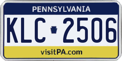 PA license plate KLC2506