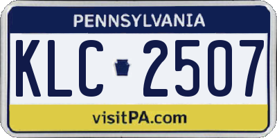 PA license plate KLC2507