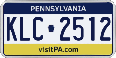 PA license plate KLC2512