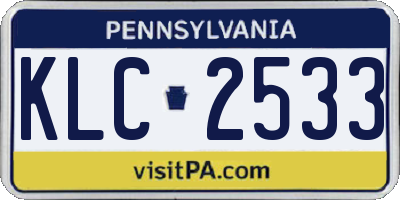 PA license plate KLC2533
