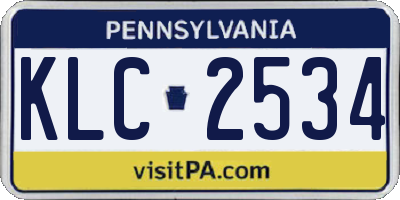 PA license plate KLC2534