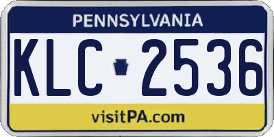 PA license plate KLC2536
