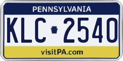 PA license plate KLC2540