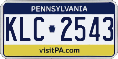 PA license plate KLC2543