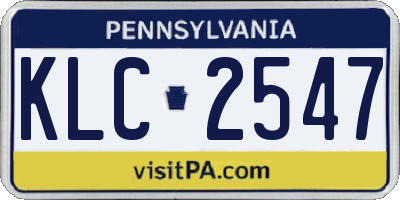 PA license plate KLC2547