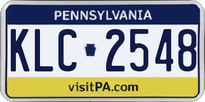 PA license plate KLC2548