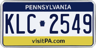 PA license plate KLC2549