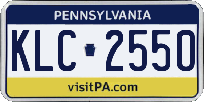 PA license plate KLC2550