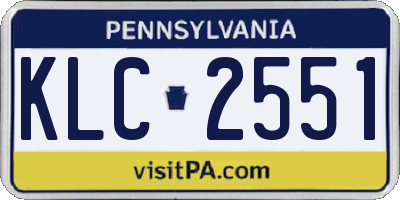 PA license plate KLC2551