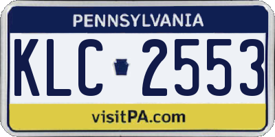 PA license plate KLC2553